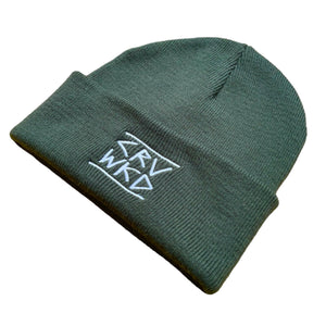 Carve Wicked: EMBROIDERED LOGO BEANIE - Olive